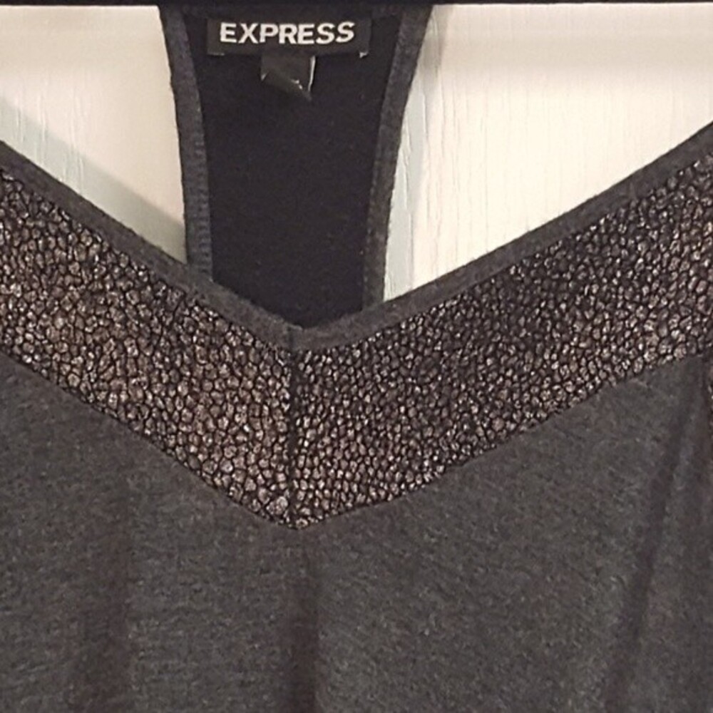 Express Gray Metallic Racer Back Tank - Picture 3 of 5